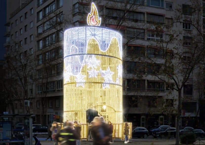 Luces de Navidad en Madrid-Vela gigante en Nuevos Ministerios
